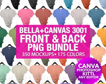 Bella Canvas 3001 T-shirt Mockup Bundle: Front & Back PNG (Digital Download)