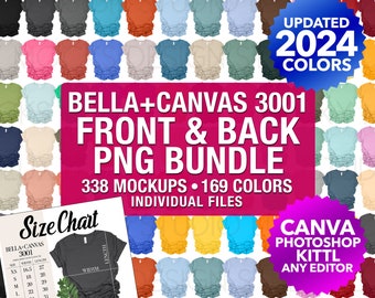 Bella Canvas 3001 T-shirt Mockup Bundle: Front & Back PNG (Digital Download)