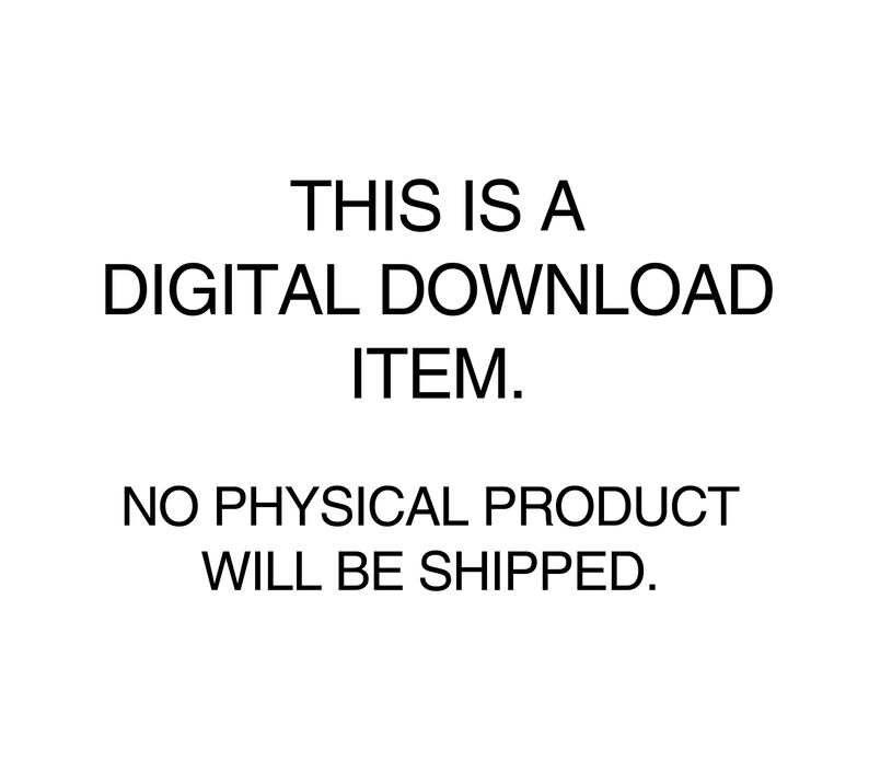 Op de afbeelding: Tekst op een witte achtergrond die luidt: "Dit is een digitale download. Er wordt geen fysiek product verzonden."
