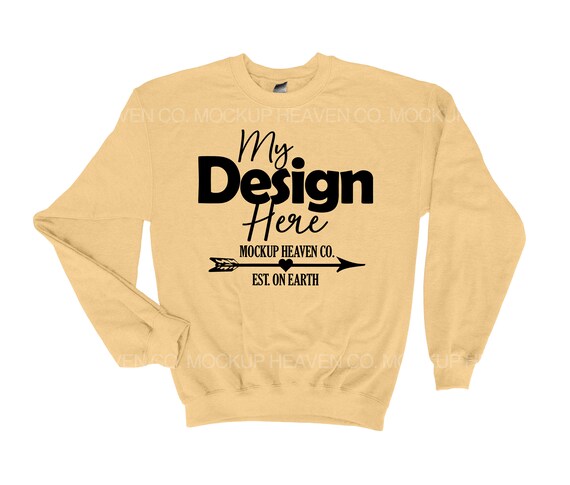 Yellow Haze Gildan 18000 Sweatshirt Mockup: Flatlay JPEG (digital