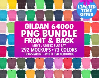 Gildan 64000 T-Shirt Mockup Bundle: Front & Back PNG (Digital Download)