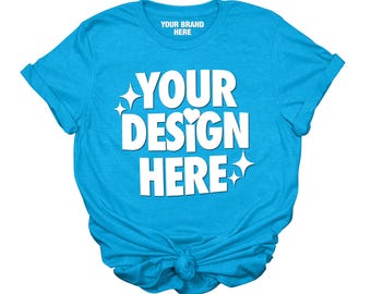 Heather Sapphire Gildan 64000 Women's T-shirt Mockup (Jpeg File)