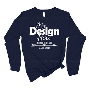 Navy Bella Canvas 3501 Long Sleeve Tee Mockup (JPEG)