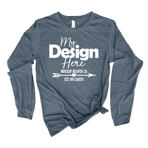 Bella Canvas 3501 Heather Slate Long Sleeve Tee Mockup (JPEG)