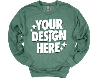 Dark Green Gildan 18000 Mockup: Flat Lay POD (JPEG Download)