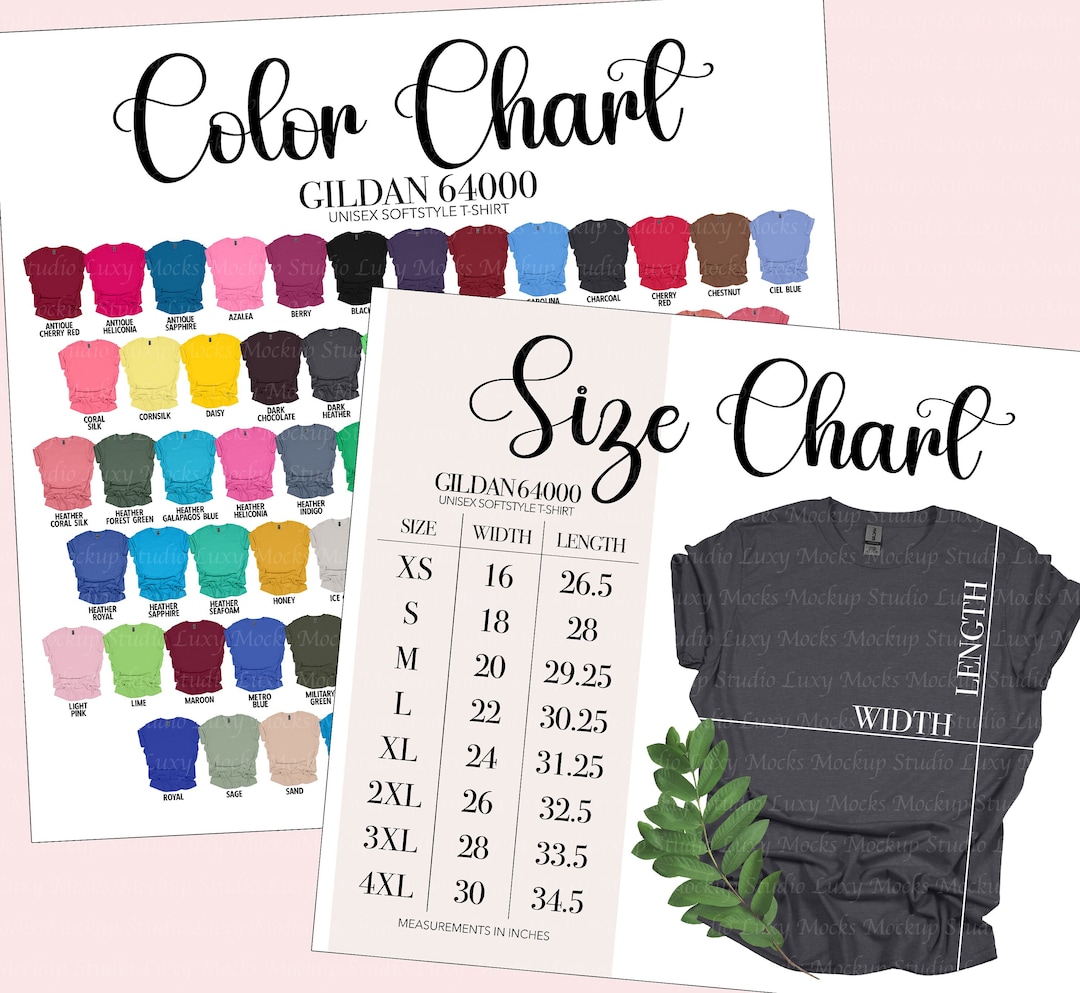 Gildan 64000 Color Chart & Size Chart (JPEG Digital Download) Etsy
