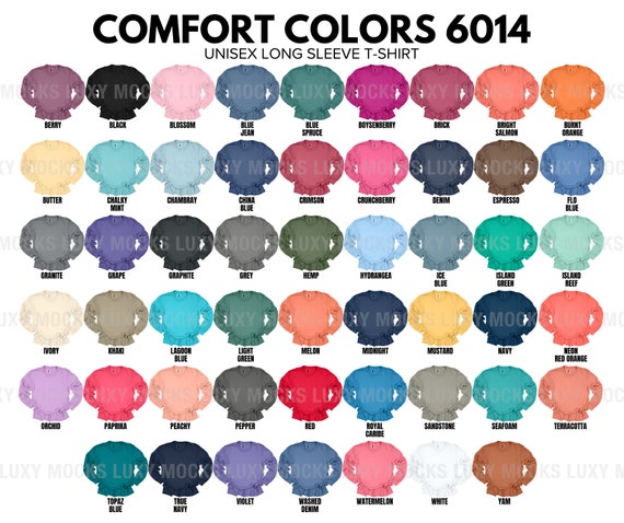 Comfort Colors 6014 Color Chart + Size Chart (JPEG Files) - Etsy