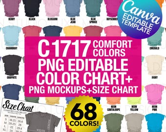 Comfort Colors C1717-kleurenkaart canvassjabloon + PNG-modelbundel