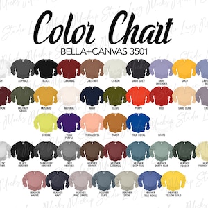 Maqueta de colores de Bella Canvas 3501 / Maqueta de colores de camiseta de manga larga unisex para hombres y mujeres / Formato JPEG / Descarga digital instantánea
