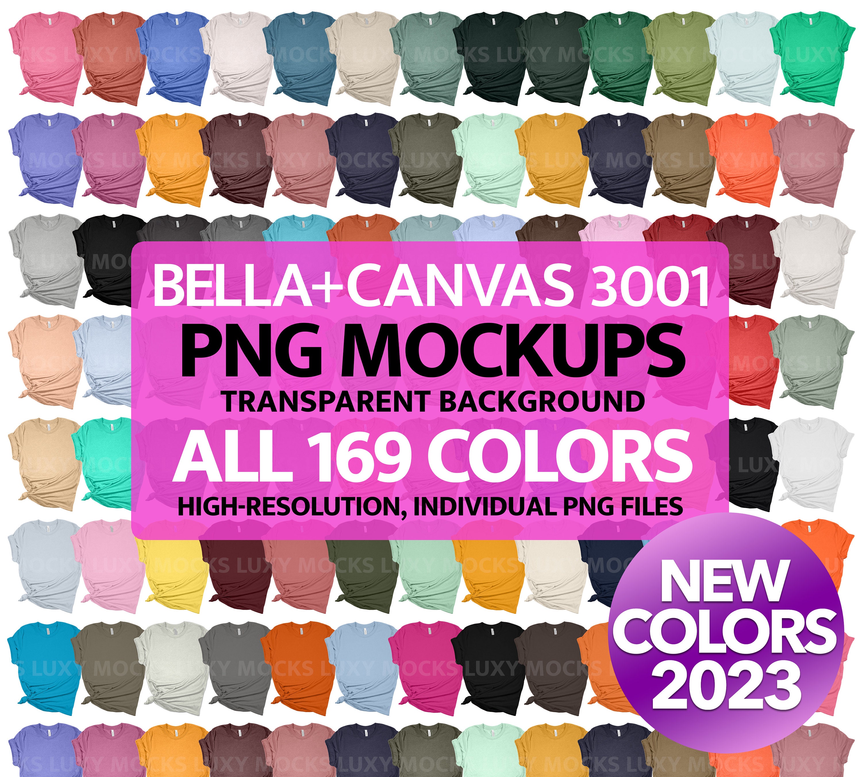 Bella Canvas 3001 PNG Mockups All 169 Colors Solids Heather Etsy
