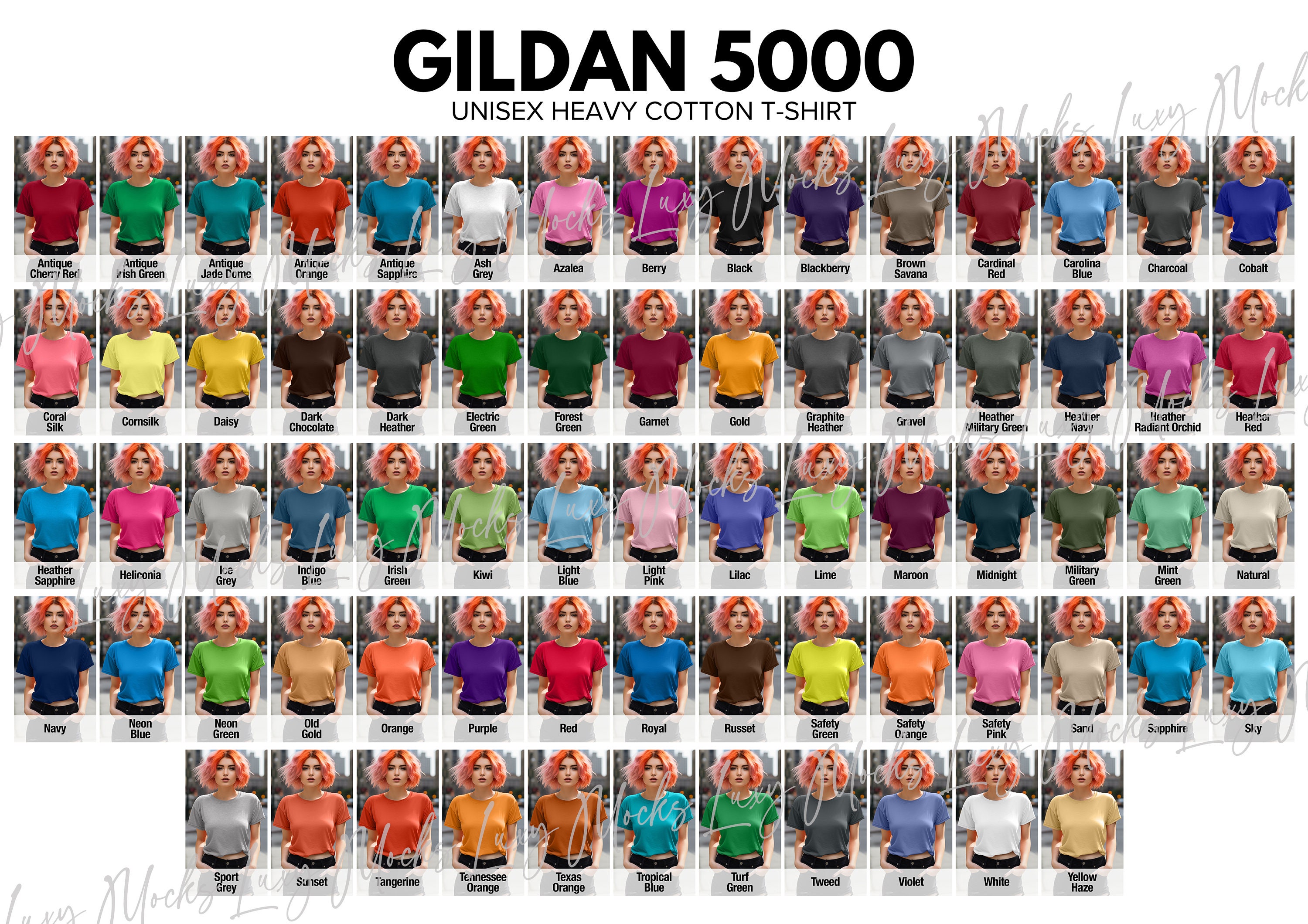 Gildan 5000 T-shirt Color Chart (JPEG Digital Download) - Etsy