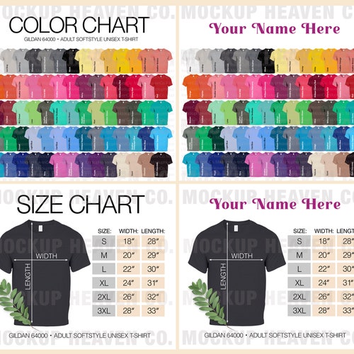 Gildan 64000 Heather Fall Color Chart G640 Softstyle T-shirt - Etsy ...