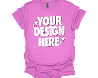 Heather Radiant Orchid Gildan 64000 T-shirt Mockup (Digital Download)