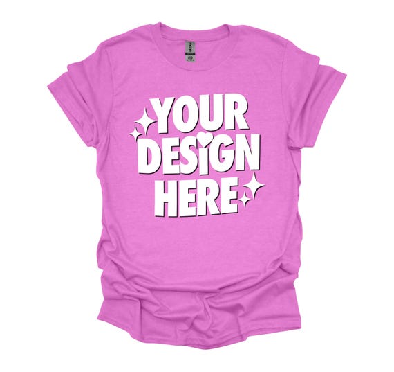 Heather Radiant Orchid Gildan 64000 T-shirt Mockup (digital