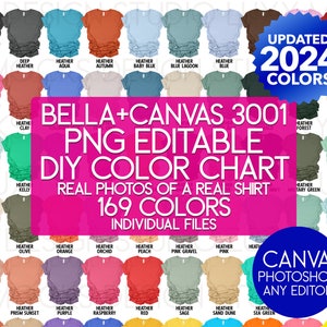 Tabla de colores Bella Canvas 3001: PNG editable, maqueta DIY (descarga digital)