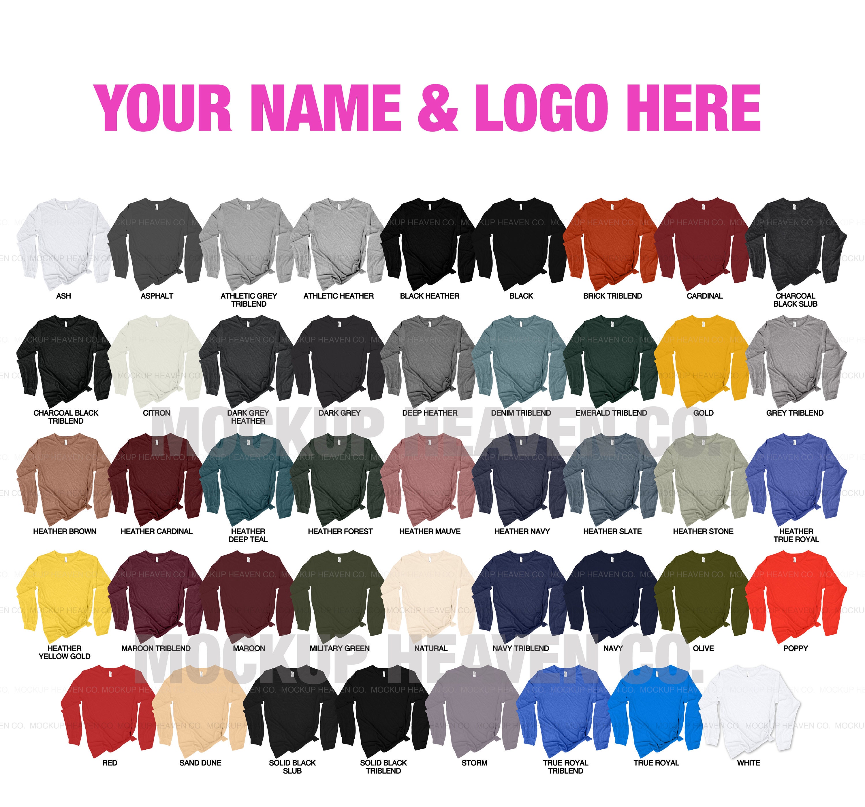 bella canvas 3501 color chart