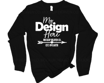 Maqueta de camiseta de manga larga negra Bella Canvas 3501 (JPEG)