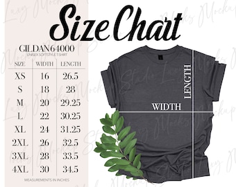 Gildan 64000 Size Chart: Softstyle T-shirt (Digital Download)