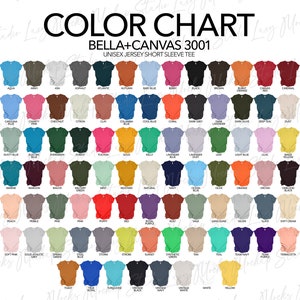 Editable Color Chart Bella Canvas 3001 169 PNG Transparent Files 24 ...