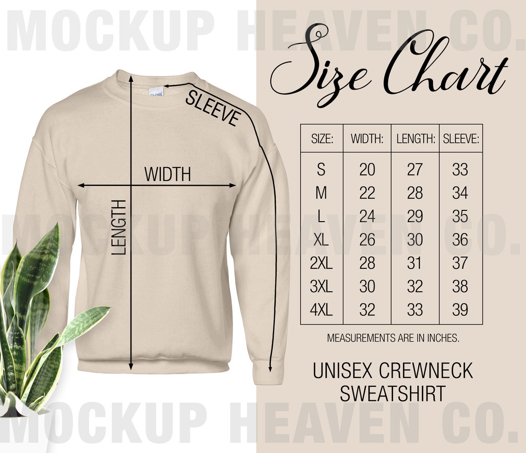 Gildan 18000 Size Chart & Color Chart (2 Files) Heavy Blend Crewneck