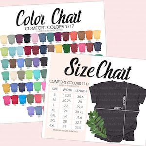 Comfort Colors 1717 Color Chart + Size Chart Bundle | C1717 | 2 JPEG Files | Non-editable | Instant Digital Download