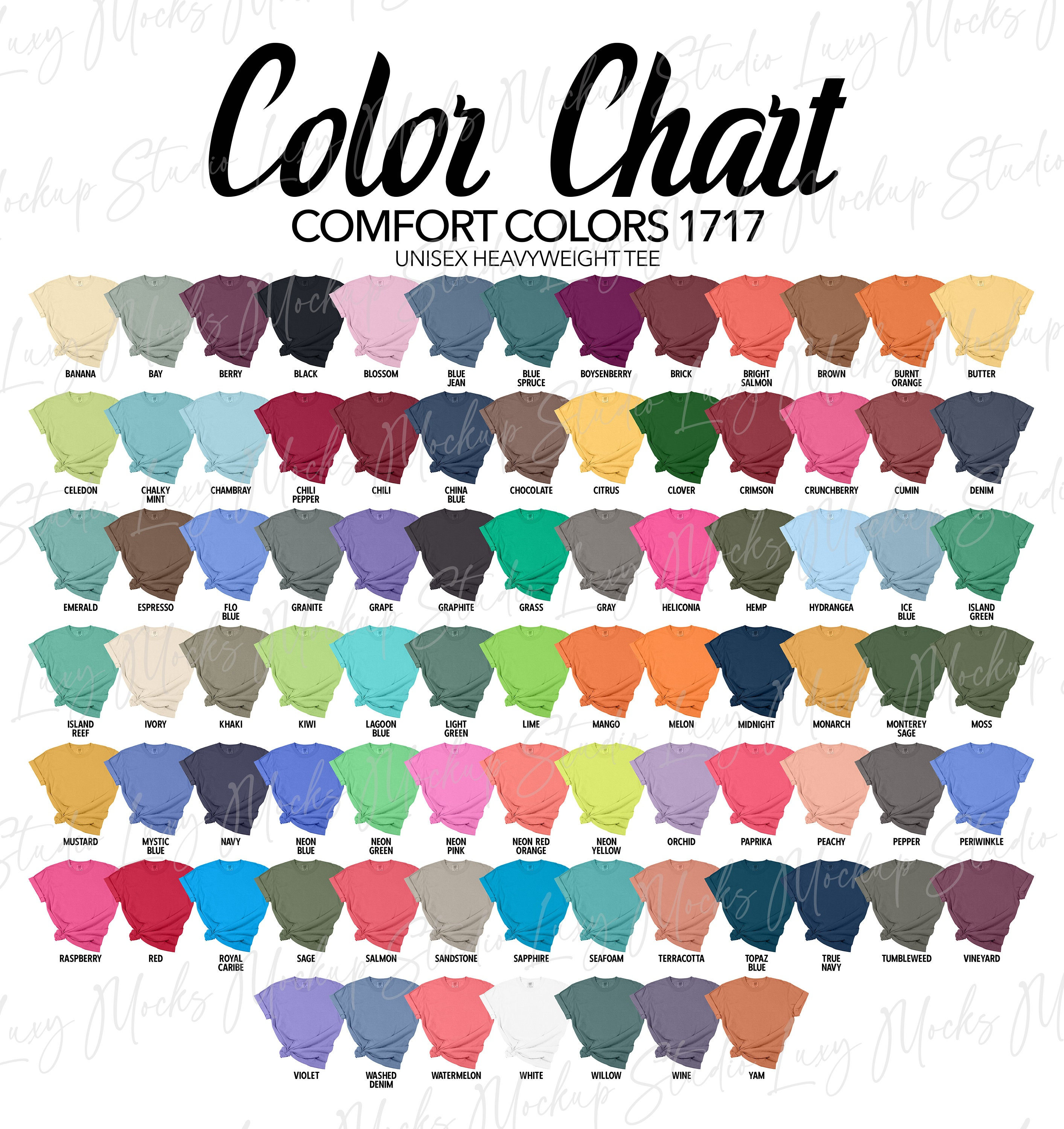 Comfort Colors 1717 Color Chart (digital Download) - Etsy