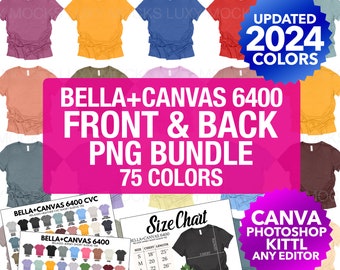 Bella Canvas 6400 Mockup Bundle: Frauen entspanntes T-Shirt (PNG Digital Download)