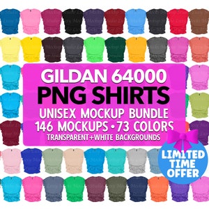 Ensemble de maquettes PNG Gildan 64000 Softstyle G640 PNG unisexe à plat sur fond transparent toutes les saisons printemps été automne vacances