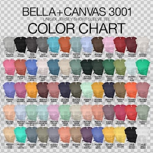 Bella Canvas 3001 Color Chart: 130 Colors (JPEG+PNG) image 5