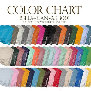 Tabla de colores de Bella Canvas 3001 Printful + Tabla de tallas PR Colors + Maqueta de camiseta malva jaspeado Paquete de tabla de colores y tallas para impresión bajo demanda