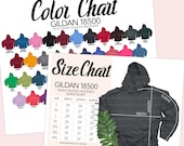 Gildan 18500 G185 Color Chart Size Chart Bundle Unisex Hoodie Sweatshirt Men Women JPEG Format Instant Digital Download 2 Files Etsy