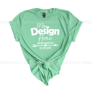 Mint Green Gildan 64000 T-shirt Mockup: Flat Lay, High Resolution (JPEG)