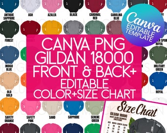 Gildan 18000 Sweatshirt Mockup Bundle: Front & Back (Canva Template)