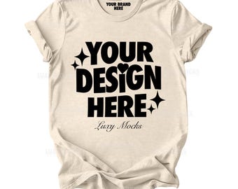 Maqueta de camiseta Bella Canvas 3001 Heather Oatmeal (Descarga digital JPEG)