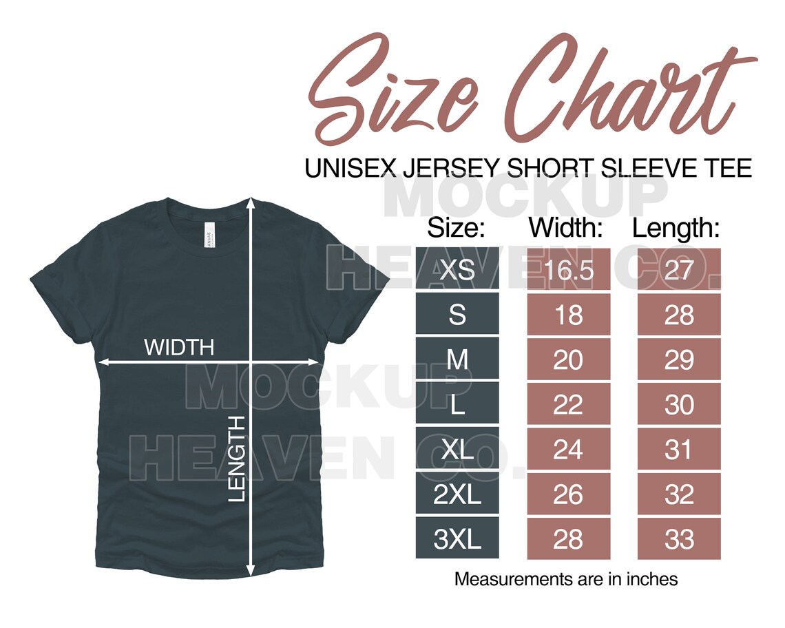 Download Bella Canvas 3001 Size Chart Mockup T-shirt Mockup Bella | Etsy