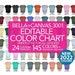 Editable Color Chart Bella Canvas 3001 145 PNG Transparent Files + 24 JPEG Templates Unisex Style Men Women T-shirt Mockup Custom Chart 