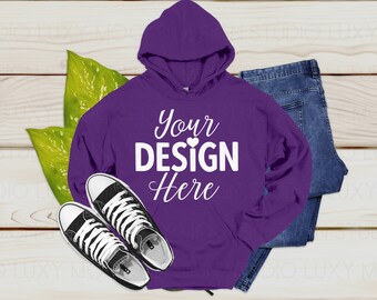 Gildan hoodie purple sale