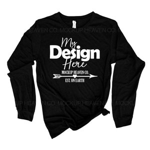 Bella Canvas 3501 Black Heather Long Sleeve Tee Mockup (JPEG)