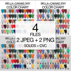 Bella Canvas 3001 Color Chart: 130 Colors (JPEG+PNG) image 6
