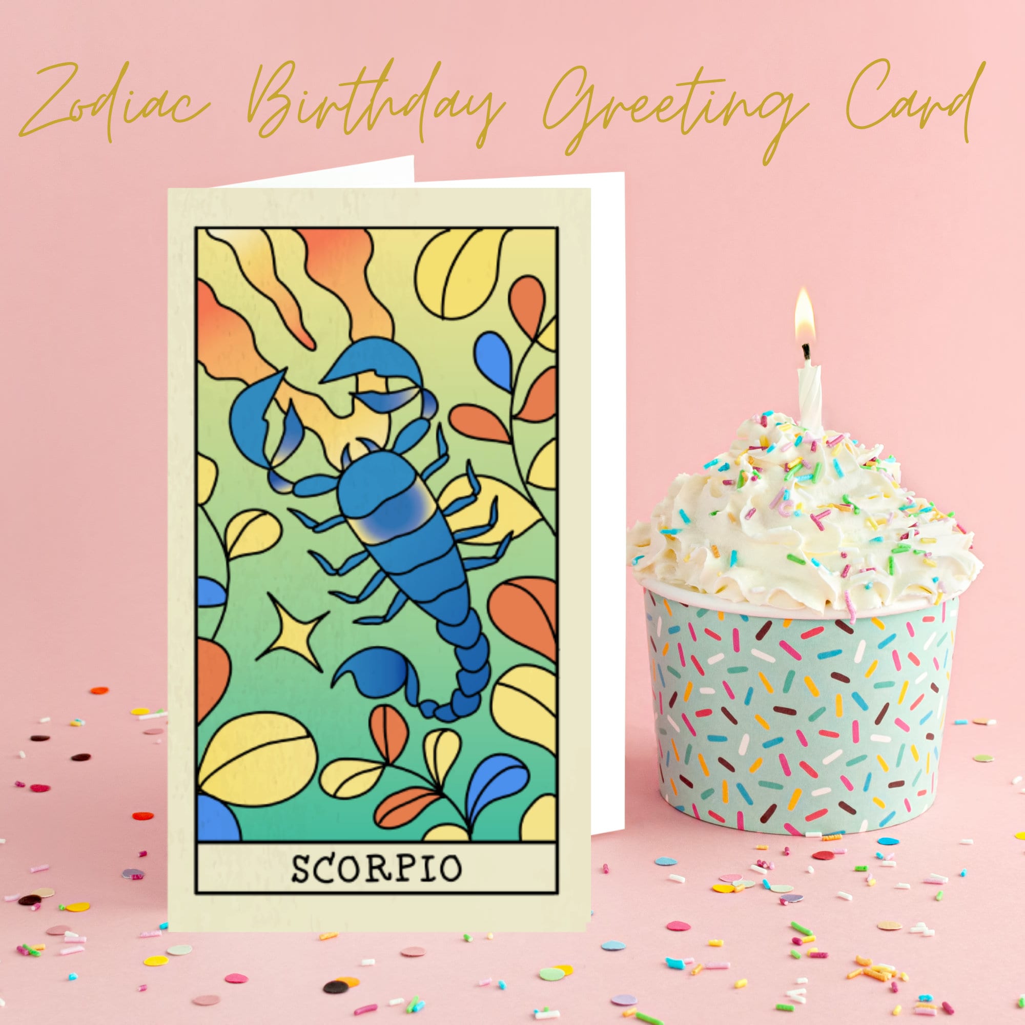 Zodiac sign birthday card happy birthday greeting card etsy