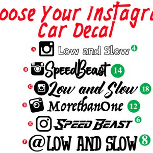 Custom Car Decal Instagram - Etsy