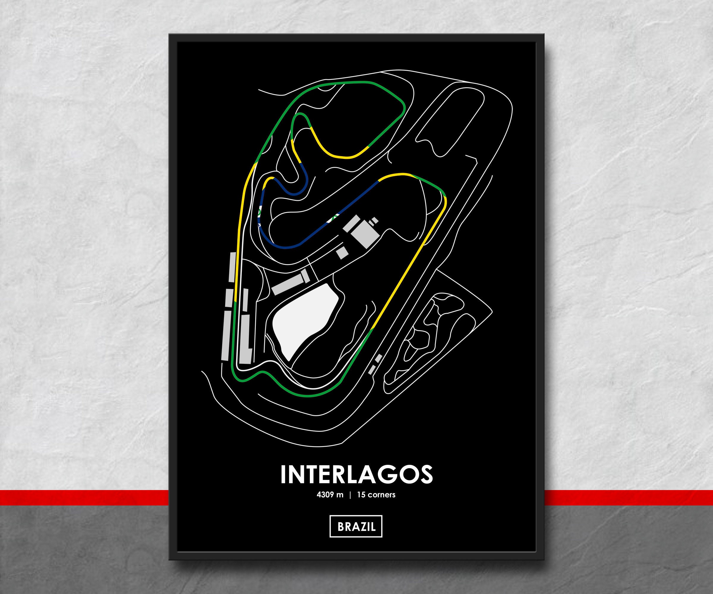 Interlagos Brazil Track Map Poster Etsy