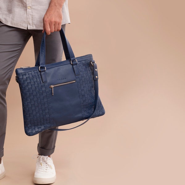 Saville Briefcase | Mens Briefcase | Genuine Leather | Slim Soft leather briefcase | Handmade in Italy