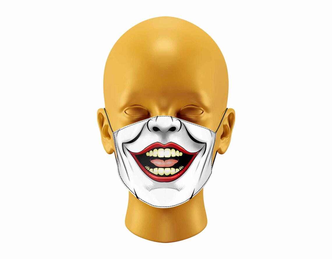 JOKER Smile Design Face Mask With Filter Pocket Nose Wire Etsy