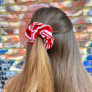 Ginny - Red & White Candy Cane Stripe Christmas Scrunchie