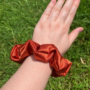 Fabiola - Dark Orange Satin Scrunchie
