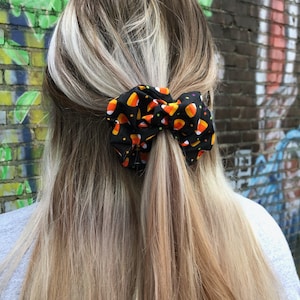 Mallory - Candy Corn Halloween Scrunchie