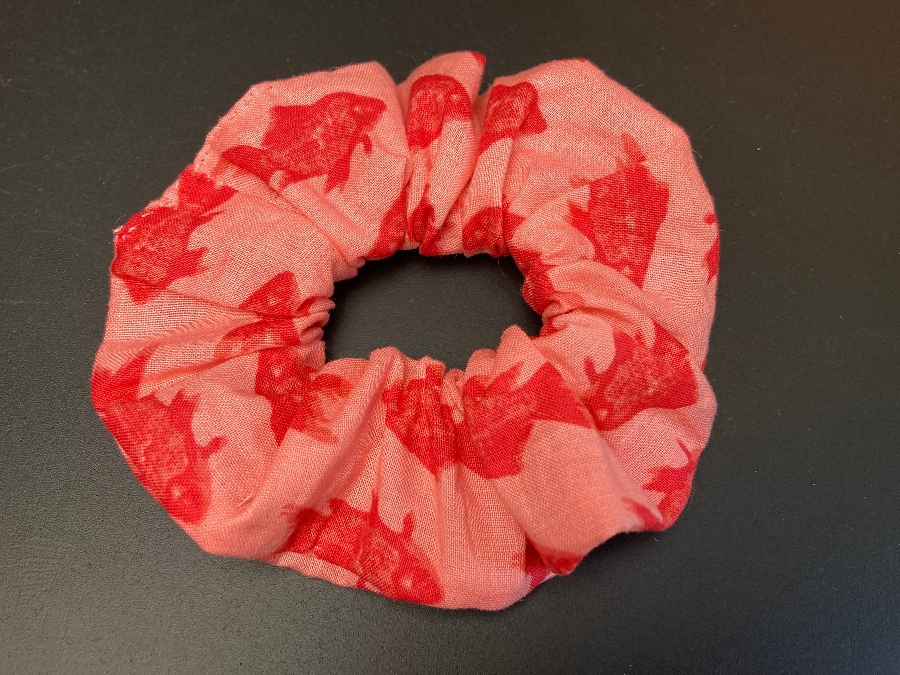 Joan - Red Goldfish on Coral Scrunchie