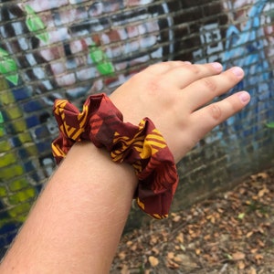 Dawn - Plaid Fall colors Scrunchie, Yellow, Orange, Rust, & Brown