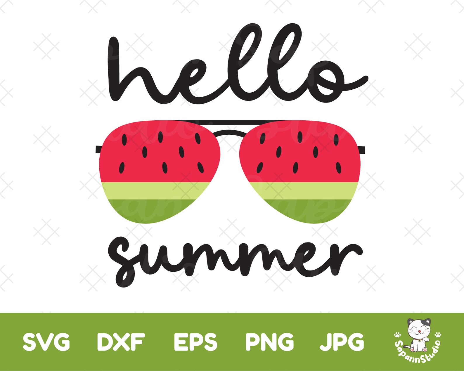 Download Hello Summer Sunglasses Watermelon SVG Summer cut file | Etsy
